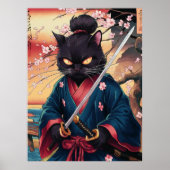 Funny Black Cat Samurai  Poster (Vorne)