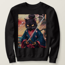 Funny Black Cat Samurai  Sweatshirt