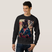 Funny Black Cat Samurai  Sweatshirt (Vorne ganz)