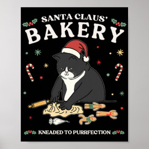 Funny Black Cat Santa Claus Bäckerei geknetet zu r Poster