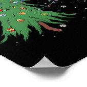 Funny Black Cat Santa hat sich im Weihnachtsbaum v Poster (Ecke)