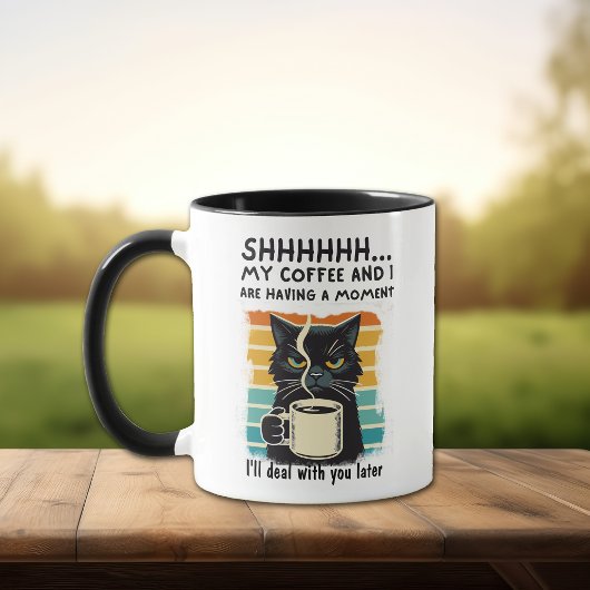 Funny Black Cat Sarcastic Kaffee Moment Tasse
