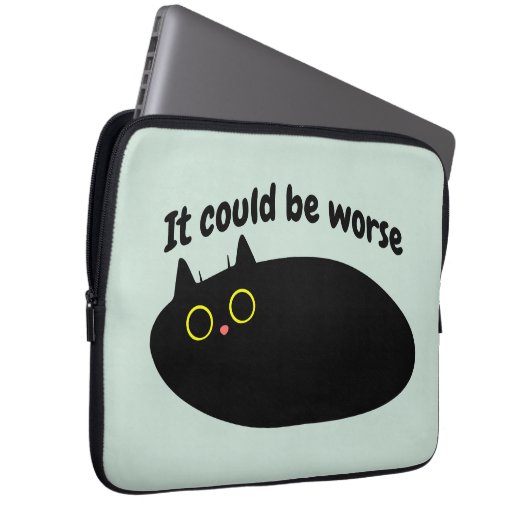 Funny Black Cat, sarkastische Katze Zitat, optimis Laptopschutzhülle (Vorne Rechts)