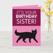 Funny Black Cat Schwester Karte (Gelbe Blume)