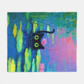 Funny Black Cat Schwimmen im Teich | Quirky Art Fleecedecke (Vorderseite (Horizontal))