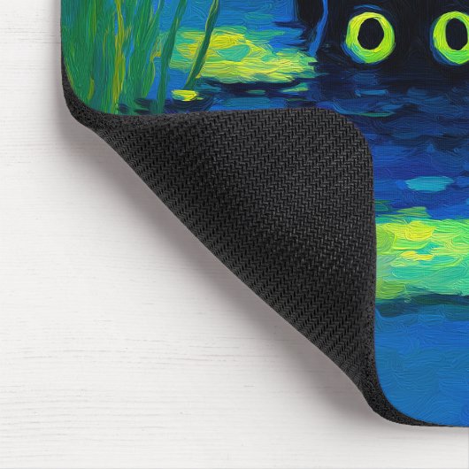 Funny Black Cat Schwimmen im Teich | Quirky Art Mousepad (Ecke)