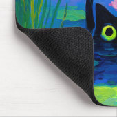 Funny Black Cat Schwimmen im Teich | Quirky Art Mousepad (Ecke)