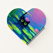 Funny Black Cat Schwimmen im Teich | Quirky Art Notizblock (Rückseite)