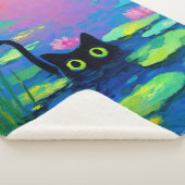 Funny Black Cat Schwimmen im Teich | Quirky Art Sherpadecke (3/4)
