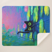 Funny Black Cat Schwimmen im Teich | Quirky Art Sherpadecke (Vorderseite (Horizontal))