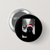 Funny Black Cat Selfie With Santa Christmas Men Wo Button (Vorne & Hinten)