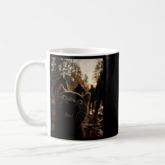 Funny Black Cat Selfie With Zombies Feline Animal Kaffeetasse (Links)