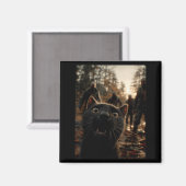 Funny Black Cat Selfie With Zombies Feline Animal  Magnet (Vorderseite/Rückseite)