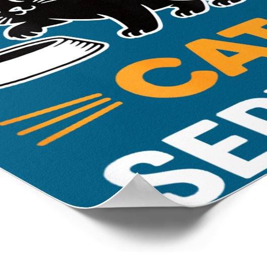 Funny Black Cat Servant Of Tiny Furry Overlord  Poster (Ecke)