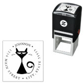 Funny Black Cat Silhouette Return Label Permastempel (Beispiel)