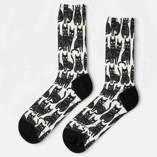 Funny Black Cat Socks Socken (Linkes Detail)