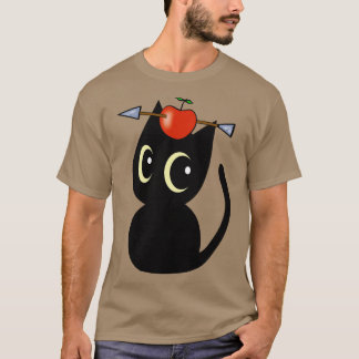 Funny Black Cat spielt William Tell mit einem AP T-Shirt