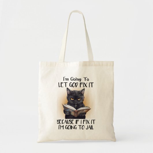 Funny Black Cat Sprichwort Tragetasche (Vorne)