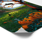 Funny Black Cat Spuk Haus Bäume Kreation Kunst Poster (Ecke)