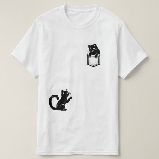 Funny Black Cat T - Shirt (Design vorne)