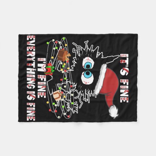 Funny Black Cat T-Shirt Fleecedecke (Vorderseite (Horizontal))