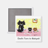 Funny Black Cat Tabby Art Magnet (Vorderseite/Rückseite)