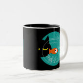 Funny Black Cat Tasse - Kuro Catto Two-Tone Coffee (VorderseiteRechts)
