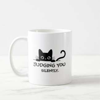 Funny Black Cat Tasse - Sie schweigend beurteilen