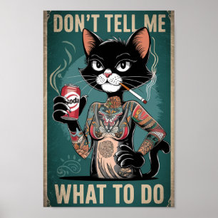 Funny Black Cat Tattoo Poster - Erzähl mir nicht w