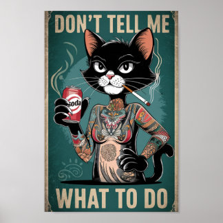 Funny Black Cat Tattoo Poster - Erzähl mir nicht w