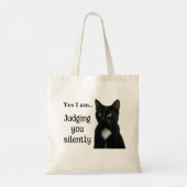 Funny Black Cat Tote Bag Tragetasche (Rückseite)