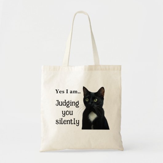 Funny Black Cat Tote Bag Tragetasche (Vorne)