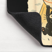 Funny Black Cat Ufo Ramen Alien Abduction Graphic Mousepad (Ecke)