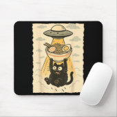 Funny Black Cat Ufo Ramen Alien Abduction Graphic Mousepad (Mit Mouse)
