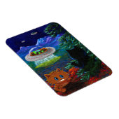 Funny Black Cat UFO Tabby Cat Flying Saucer Magnet (Rechte Seite)