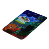 Funny Black Cat UFO Tabby Cat Flying Saucer Magnet (Linke Seite)