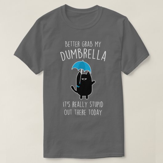 Funny Black Cat Umbrella T-Shirt (Design vorne)
