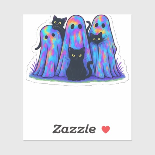 Funny Black Cat und Ghost Halloween Essential T-Sh Aufkleber (Blatt)