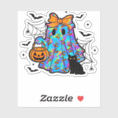 Funny Black Cat und Ghost Halloween Essential T-Sh Aufkleber (Blatt)