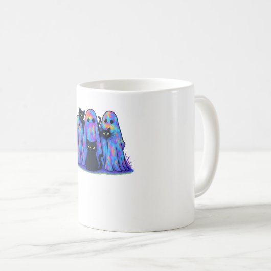Funny Black Cat und Ghost Halloween Essential T-Sh Kaffeetasse (VorderseiteRechts)