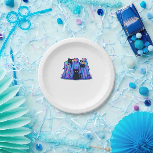 Funny Black Cat und Ghost Halloween Essential T-Sh Pappteller (Party)