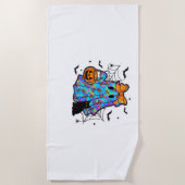 Funny Black Cat und Ghost Halloween Essential T-Sh Strandtuch (Vorderseite)