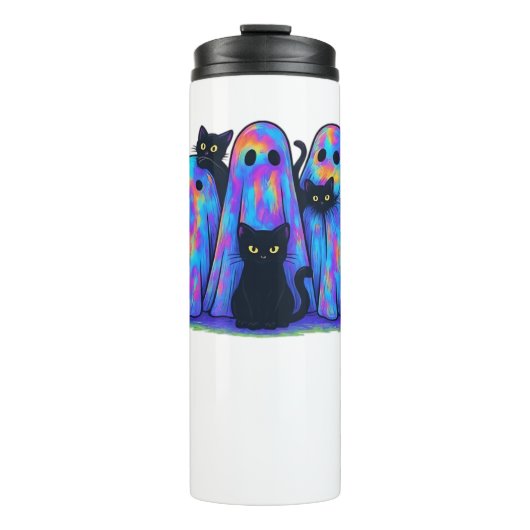 Funny Black Cat und Ghost Halloween Essential T-Sh Thermosbecher (Vorderseite)