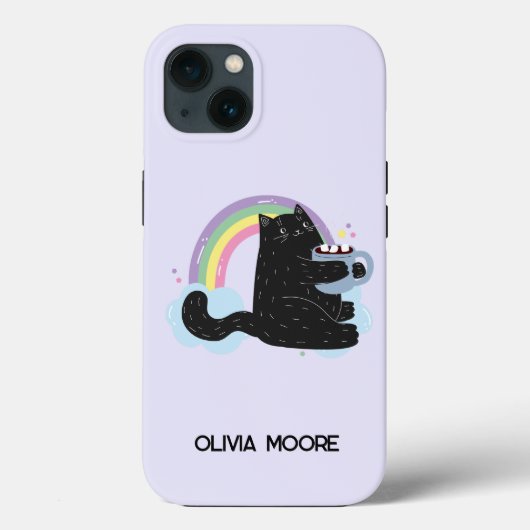 Funny Black Cat und Marshmallow Case-Mate iPhone Hülle (Rückseite)