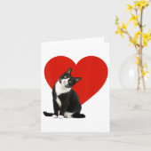 Funny Black Cat Valentine's Day Heart Tuxedo Cat L Karte (Gelbe Blume)