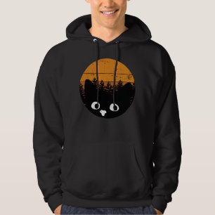 Funny Black Cat Vintag Cat Retro Design Hoodie