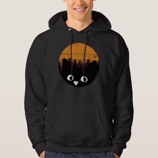Funny Black Cat Vintag Cat Retro Design Hoodie (Vorderseite)