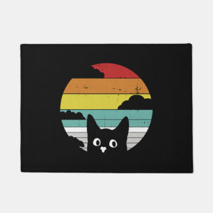 Funny Black Cat Vintag Retro Sunset Design Fußmatte