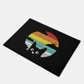 Funny Black Cat Vintag Retro Sunset Design Fußmatte (Schrägansicht)
