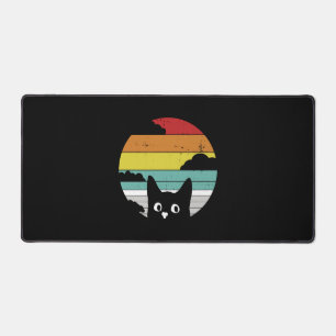 Funny Black Cat Vintag Retro Sunset Design Schreibtischunterlage